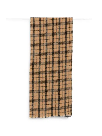 Destin Check Frayed Scarf In Brown