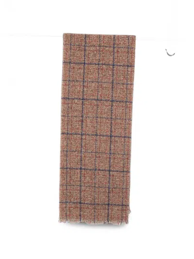 Destin Check Frayed-edge Scarf In Brown