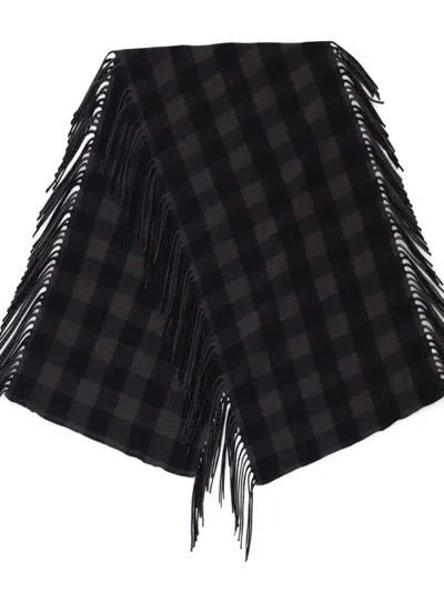 Destin Check Fringed Scarf In Black