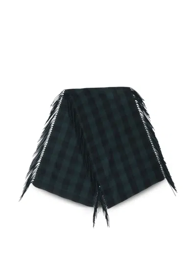 Destin Check Fringed Scarf In Green