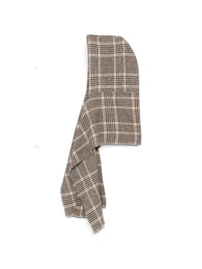 Destin Check Hooded Scarf In Brown
