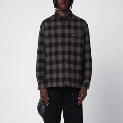 Destin Plaid Check Wool Cashmere Overshirt In Grey