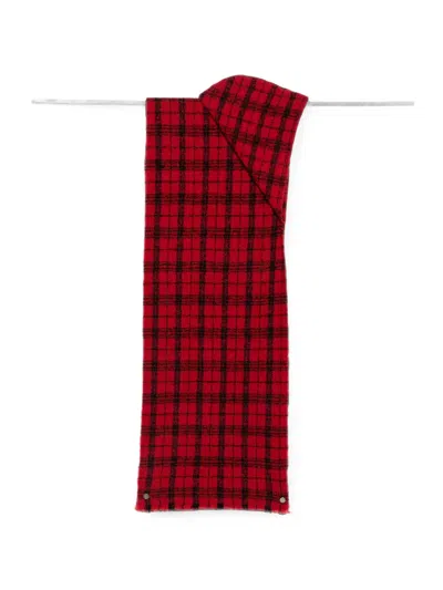 Destin Checked Fringed Scarf In Red