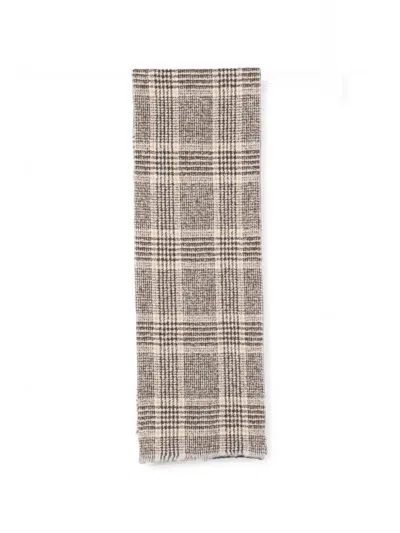 Destin Check-pattern Frayed Scarf In Gray