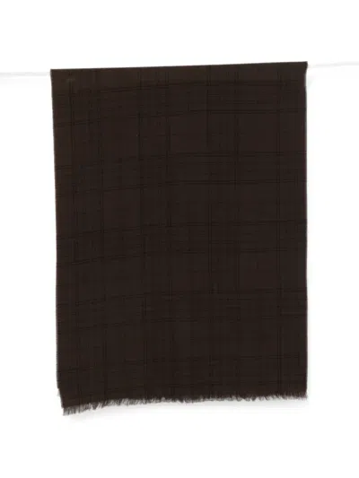 Destin Check-pattern Frayed-edge Scarf In Brown