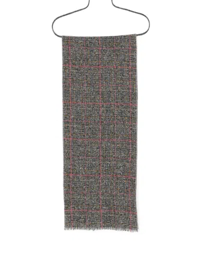 Destin Check-pattern Fringed Scarf In Gray