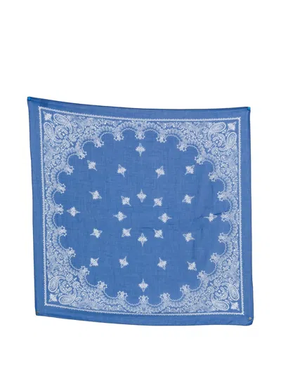 Destin Cot Carre Paisley Floral Scarf In Blue