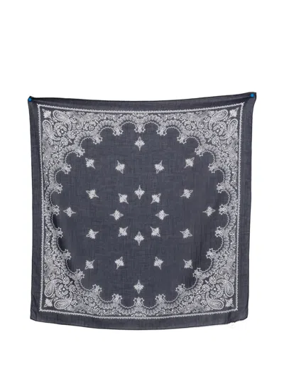 Destin Cot Carre Paisley Patterned Scarf In Blue
