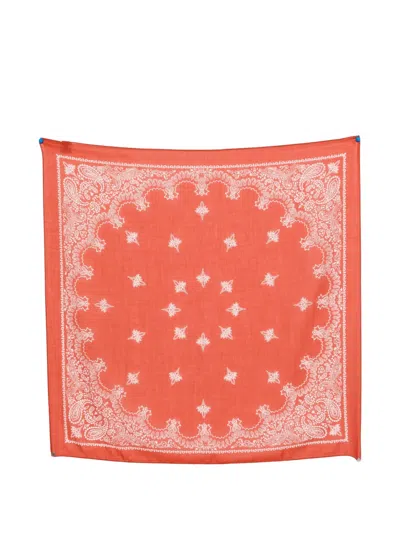 Destin Cot Carre Paisley Print Scarf In Orange