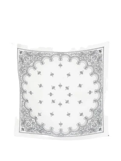 Destin Cot Carre Paisley Print Scarf In White