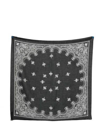 Destin Cot Carre Paisley Printed Scarf In Gray