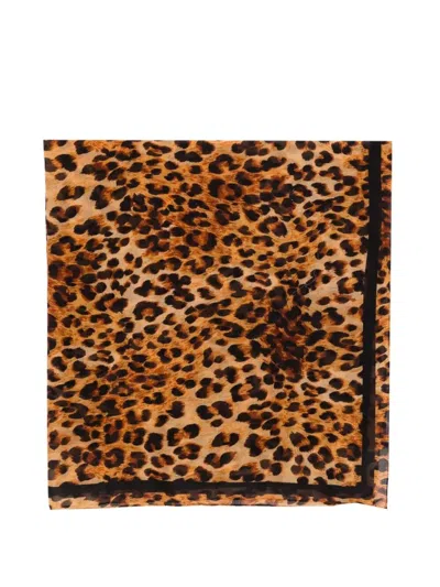 Destin Cotton "quadra" 125x125 Cm Animalier Print In Animal Print
