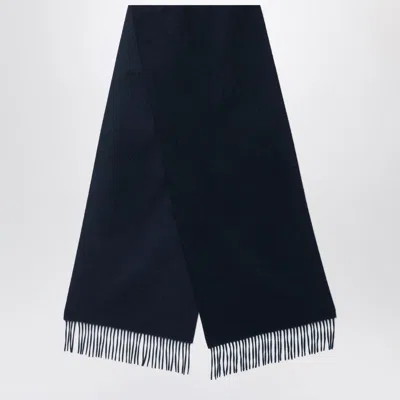 Destin Dark Blue Cashmere Scarf In Black