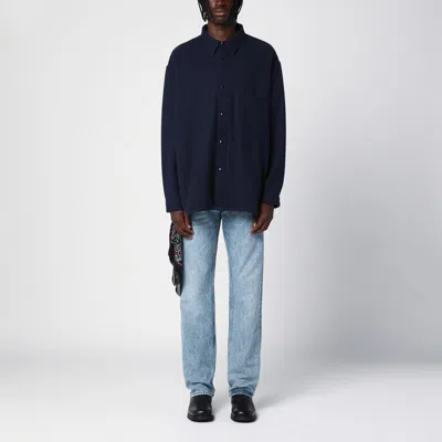 DESTIN DARK BLUE WOOL AND CASHMERE OVERSHIRT