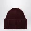 Destin Dark Burgundy Wool And Cashmere Beanie In Red