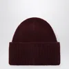 Destin Dark Burgundy Wool And Cashmere Beanie In Red