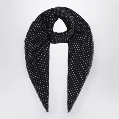 Destin Dark Burgundy Wool Polka-dot Bandana In Black