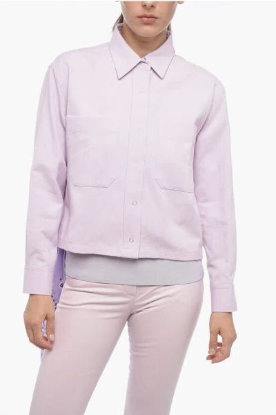 Destin Flax Blend Marina Cropped Fit Shirt In Pink