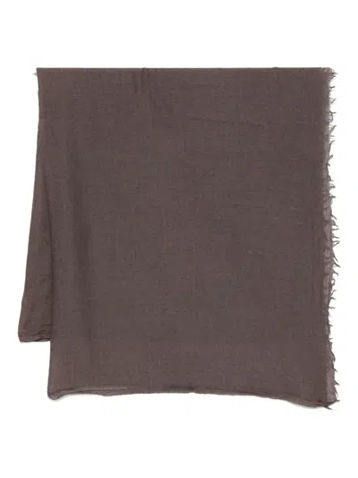 Destin Frayed-edge Wool Scarf In Brown