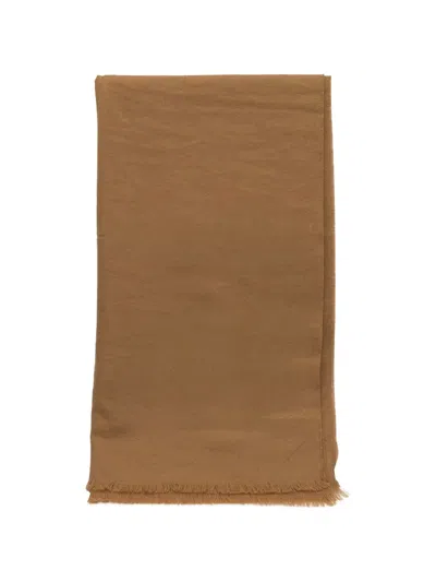 Destin Frayed-edge Scarf In Brown