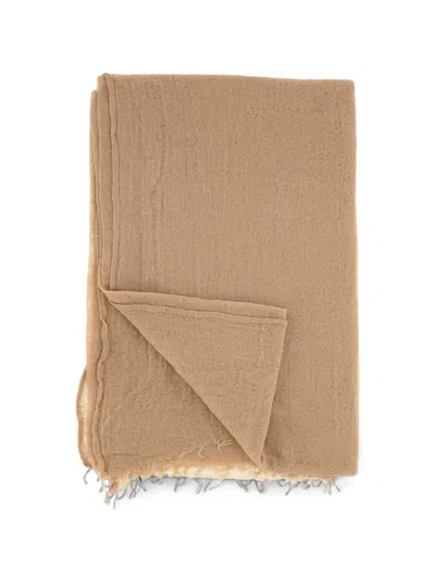 Destin Frayed-edge Scarf In Brown