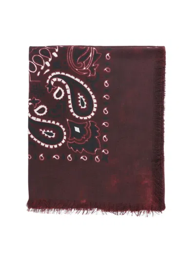 Destin Fringed Paisley Scarf In Red