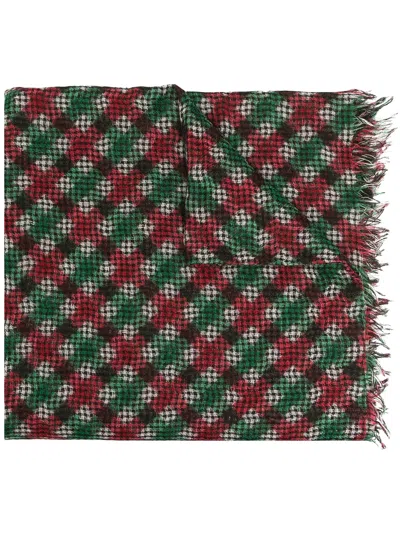 Destin Ginga Checked Knitted Scarf In Green