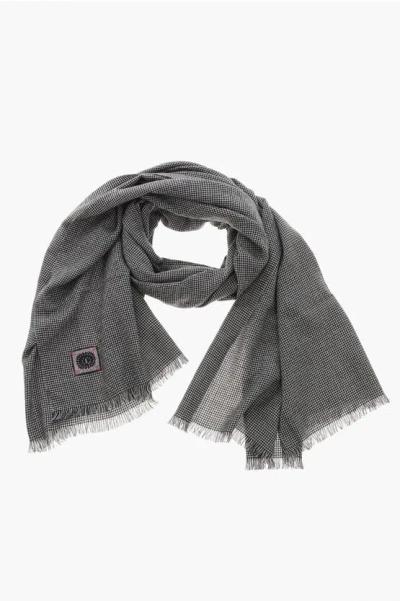 Destin Houndstooth Wool Scarf In Gray