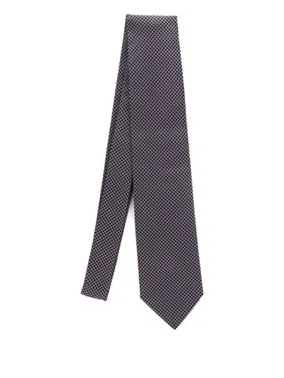 Destin Jacquard-pattern Silk Tie In Black