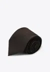 Destin Jacquard-pattern Silk Tie In Brown