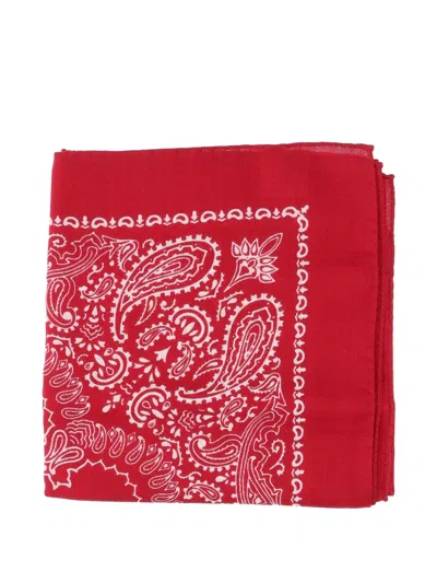Destin Red Judy Bandana Scarf In Wool In Multi