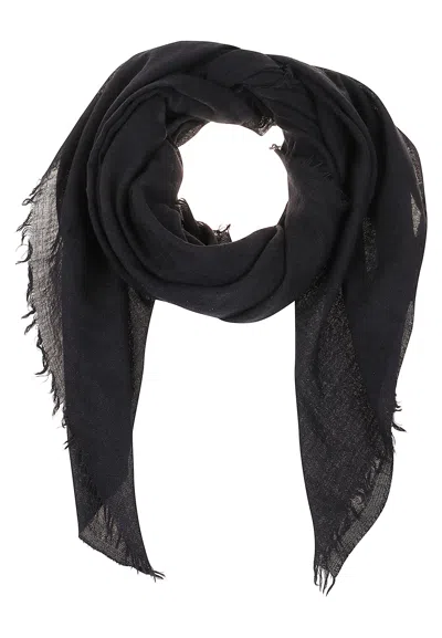 Destin Lightweight Black Scarf With Hand-frayed Edges And Semi-transparent Texture In Yellow