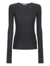 Destin Long-sleeve Draped Top In Gray