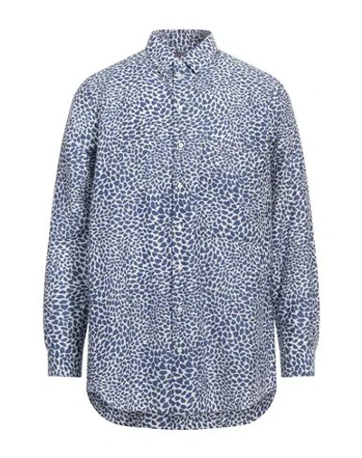 Destin Man Shirt Blue Size L Cotton, Silk