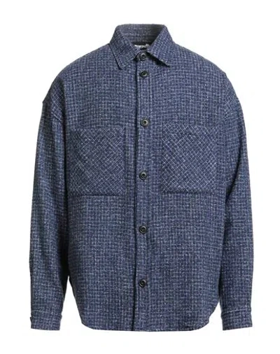 Destin Man Shirt Blue Size M Wool, Polyamide, Cashmere, Silk