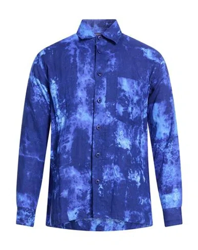 Destin Man Shirt Bright Blue Size M Linen