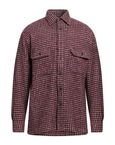 Destin Man Shirt Burgundy Size L Wool, Polyamide, Cashmere In Red