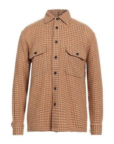 Destin Man Shirt Camel Size L Wool, Polyamide, Cashmere In Beige