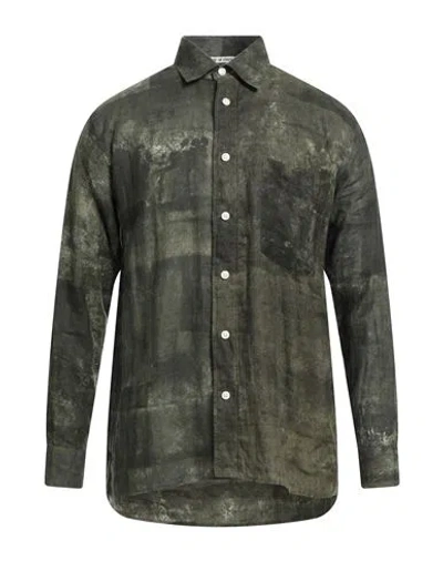 Destin Man Shirt Dark Green Size M Linen