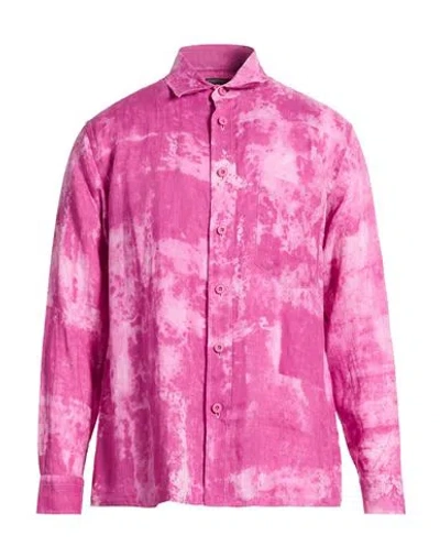 Destin Man Shirt Garnet Size L Linen In Pink