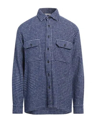 Destin Man Shirt Navy Size L Wool, Polyamide, Cashmere