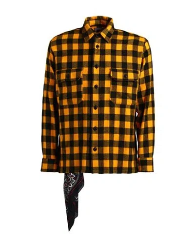 Destin Man Shirt Marigold Size M Wool, Cashmere In Yellow