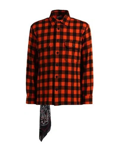 Destin Man Shirt Rust Size L Wool, Cashmere In Red