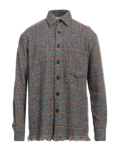 Destin Man Shirt Charcoal Size M Wool, Polyamide, Cashmere, Silk In Grey