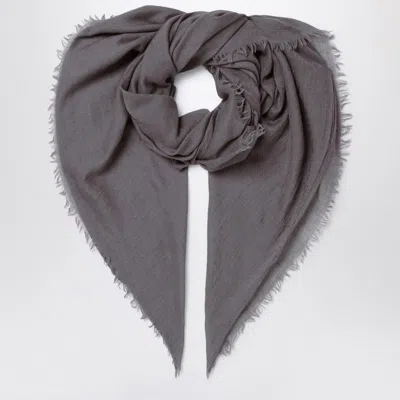 Destin Mud-coloured Wool-silk Blend Scarf In Grey