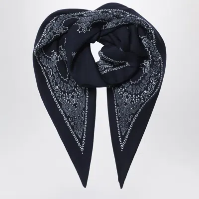 Destin Navy Blue Triangular Bandana Scarf In Wool