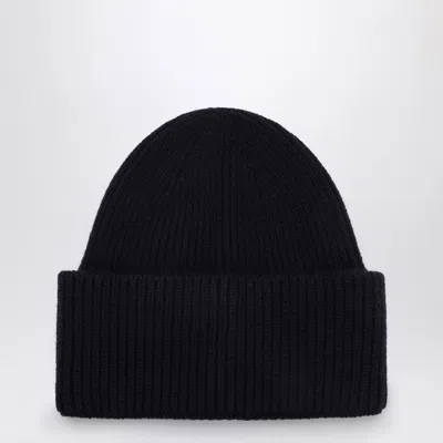 Destin Navy Blue Wool And Cashmere Beanie In Black