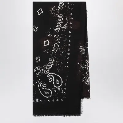 Destin Navy Blue Wool Jil Scarf In Black