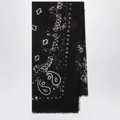 Destin Navy Blue Wool Jil Scarf In Black