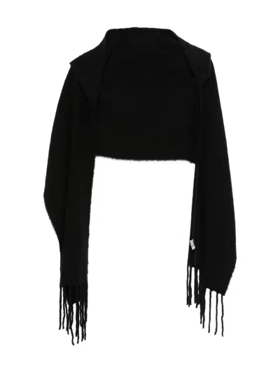 Destin Opus Wool Hooded Scarf In Black